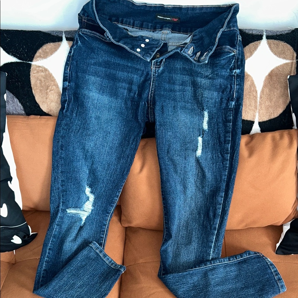 YMI Distressed Dark Blue Skinny Jeans